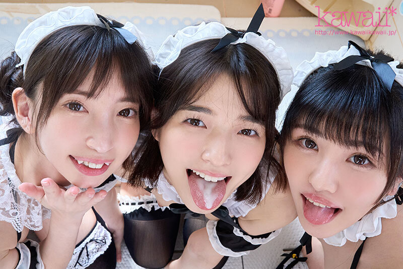 チ●ポお掃除 三種の神器＜お口・おま●こ・ちっぱい＞で精子空っぽになるまで全力シコシコ性処理ロリメイド絶倫中出しハーレム 倉本すみれ 冬愛ことね 春日えな - サンプル画像 - 3