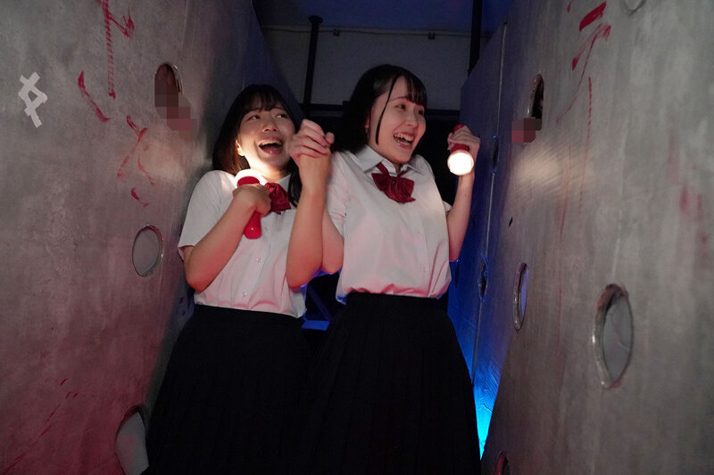 素人女子○校生が挑戦！ハラハラドキドキ！謎解きお化け屋敷からの脱出！お化けチ○ポに囲まれ恐怖でおま○こが濡れてしまった女子○校生はどろどろ精子まみれで絶叫ノンストップ射精SEX！総発射61発！ - サンプル画像 - 3