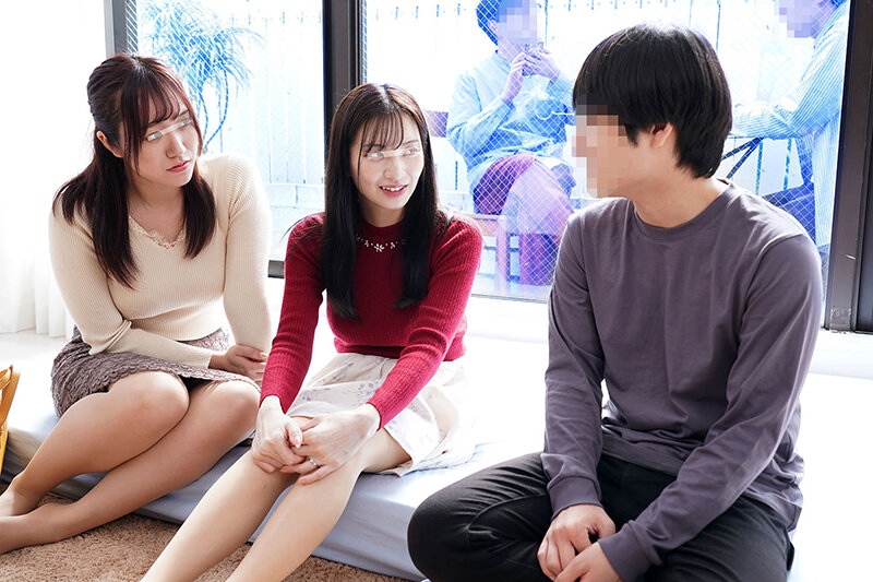 一般男女モニタリングAV マジックミラーの向こうには愛する旦那たち！巨乳ママ友2人組が初対面の童貞くんをW筆おろし！旦那よりも遥かにおっきい年下デカチ○ポに火照ってしまったご無沙汰人妻2人のチ○ポ奪いあいハーレム逆3P連続中出し！ - サンプル画像 - 3