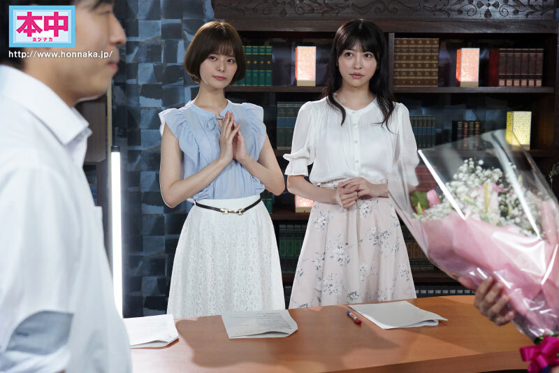 W女子アナささやき淫語ハーレム メインキャスターを狙う2人が番組プロデューサーの僕を奪い合う逆3P 中出し 月乃ルナ 森日向子 - サンプル画像 - 1