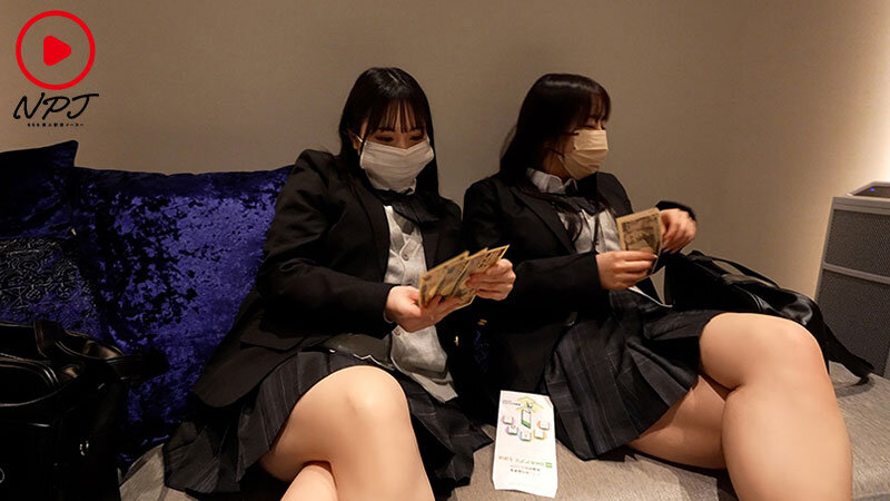 千●県船●市偏差値38女子校に通うおっぱい発育過剰J●塩対応マスク女子（SNSでパパ活始めたて）2人の中出しSEX映像公開 - サンプル画像 - 3